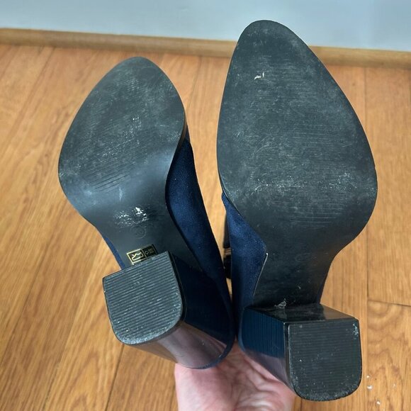 Franco Banetti Navy Blue Black Point Toe Suede Heel Ankle Boot Women’s Size 6 - Picture 5 of 8